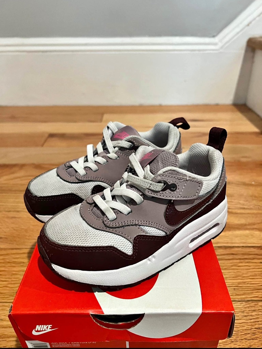 Nike Air Max Toddlers' Sneakers in Grey & Burgundy